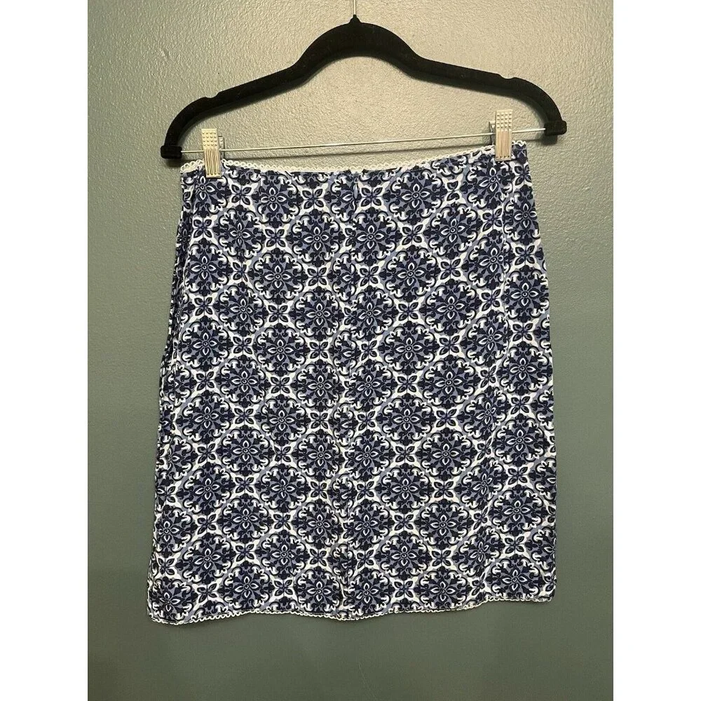 Vintage 90s Y2K Aeropostale Women's‎ knee length Size 8 printed blue Skirt